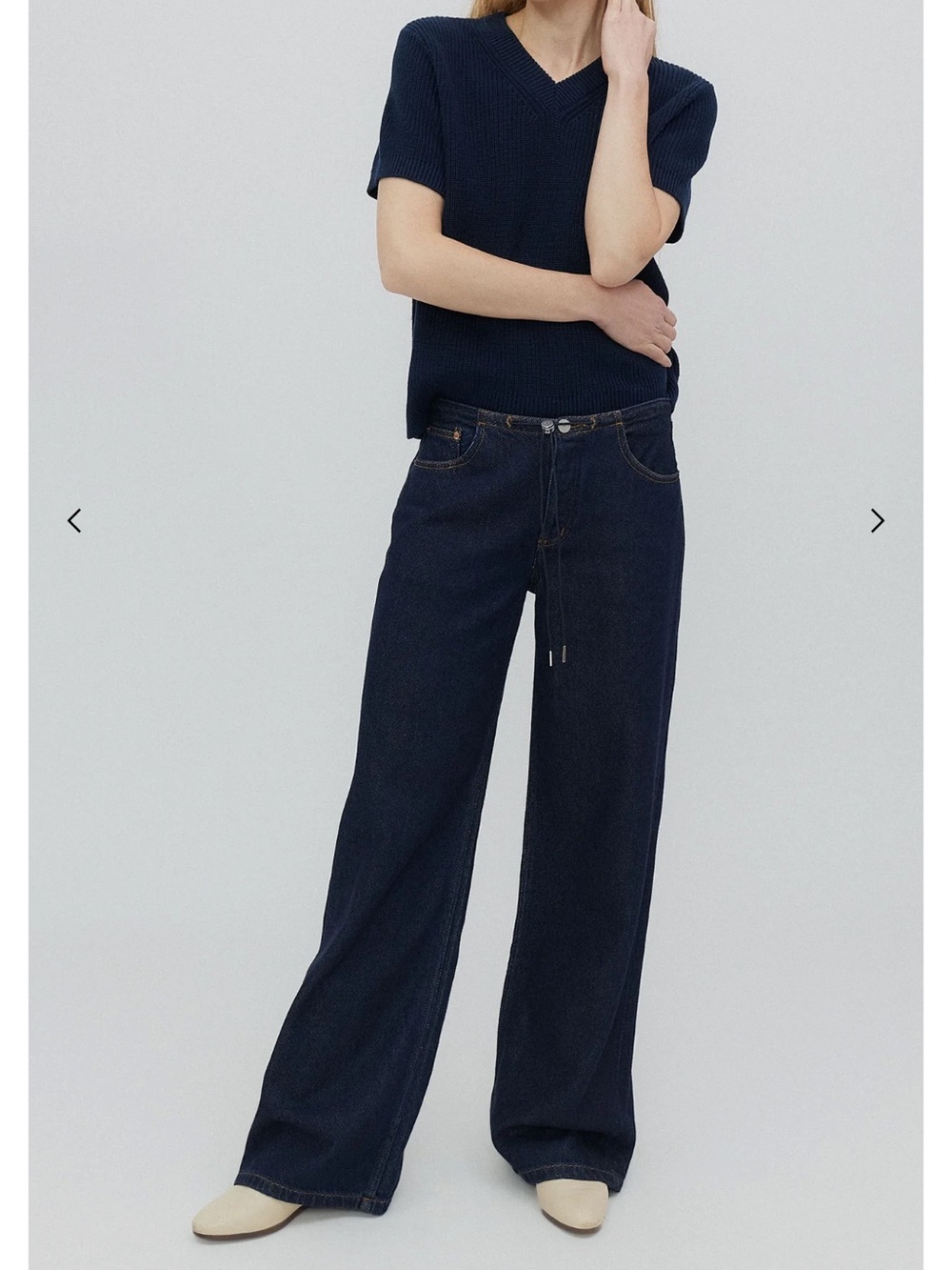 Women's Wide-Leg Dark Blue Flare Jeans